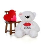 Giant 5 Feet Personalized Teddy Bear wearing Customizable I Love You Tshirt - Available in 7 Colors
